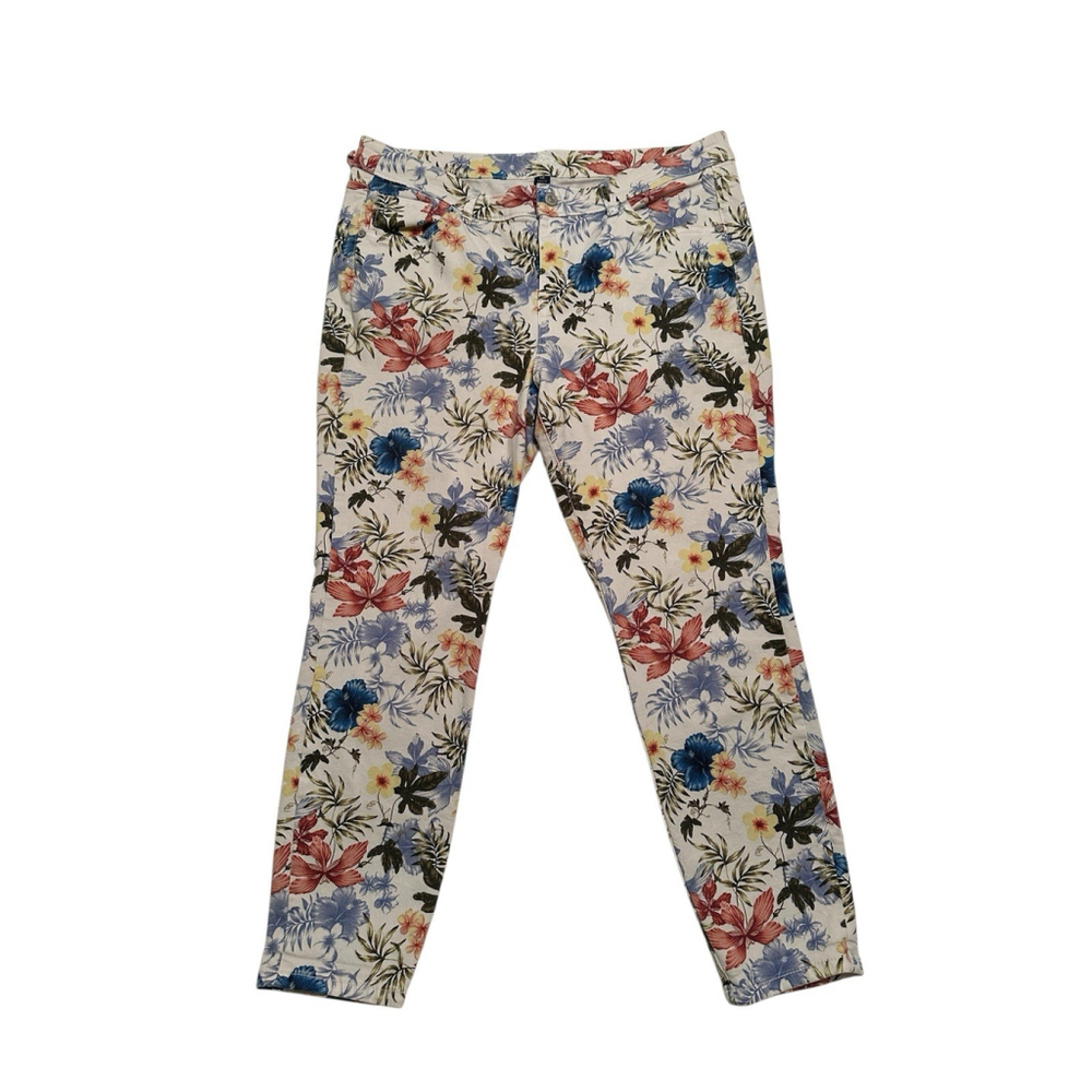 Tommy Bahama Ankle Floral Denim Jeans Womens 14 Multicolor Beach Tropical Pants - Picture 11 of 16